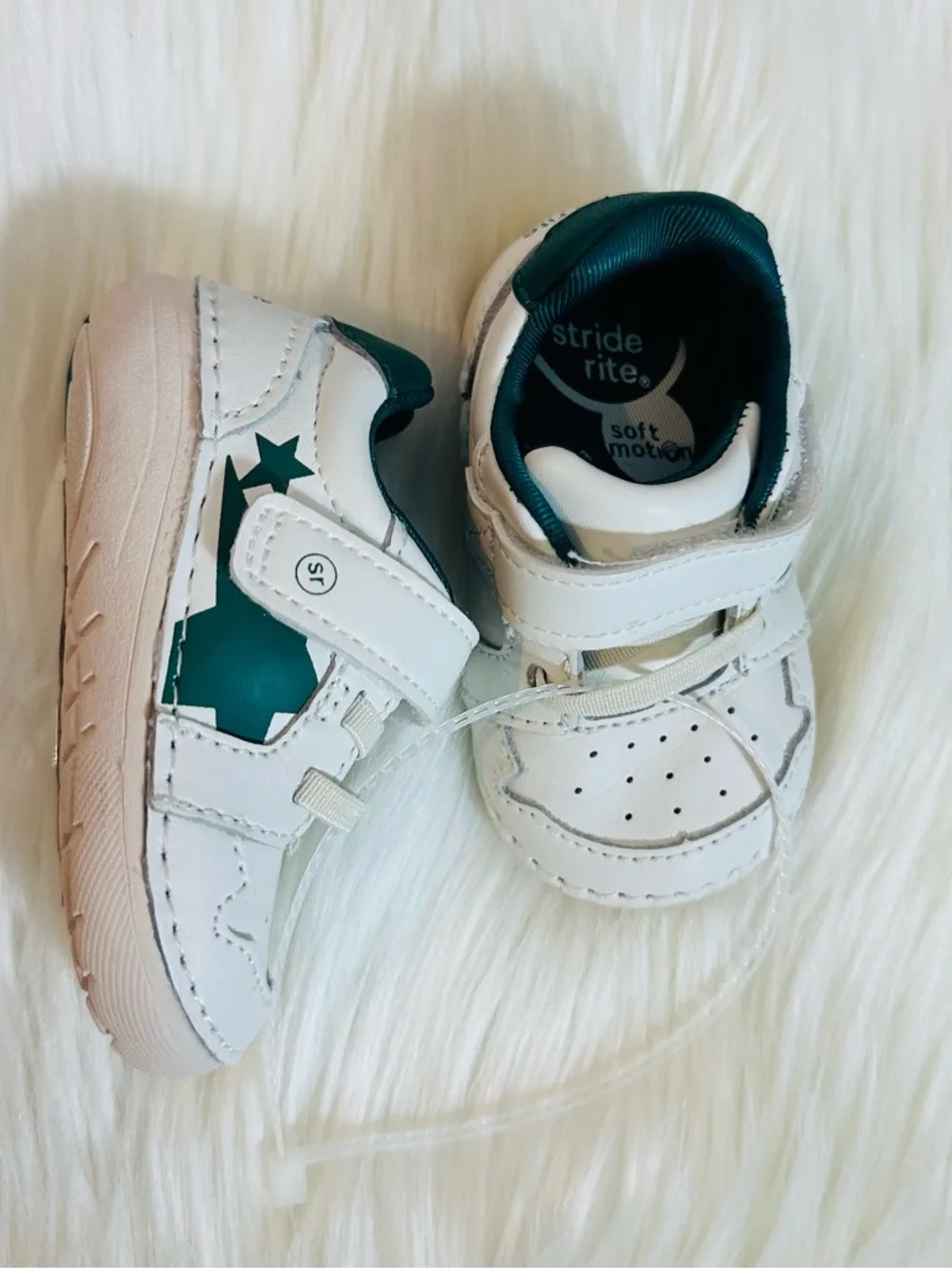 Stride Rite White & Teal Star Velcro Toddler Sneaker - Picture 5 of 12